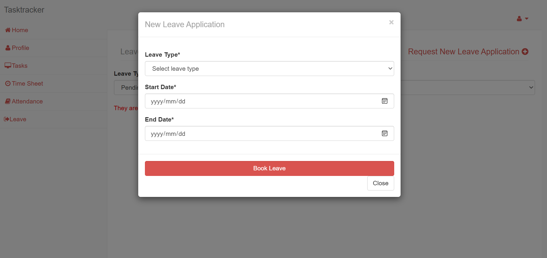 TaskTracker Leave Application
